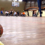 Salle Promis, les Léopards de Guyenne s'entraînent deux fois par semaine pour maintenir leur place dans l'élite du basket handisport (Photo : C.L.)